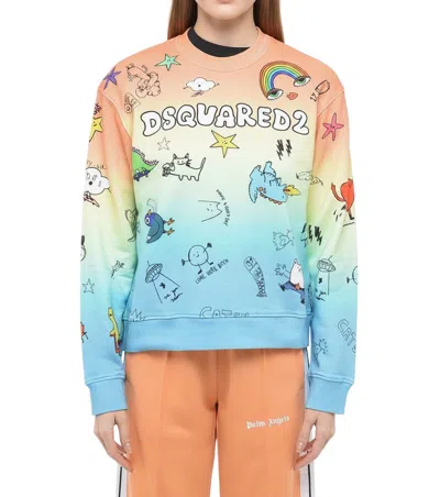 Dsquared2 Multicolor Printed Crew Neck Sweatshirt