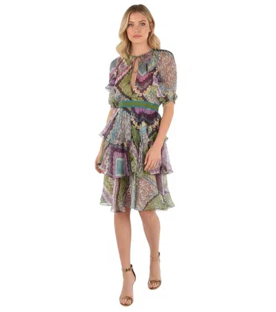 Dsquared2 Multicolor Printed V Neck Dress