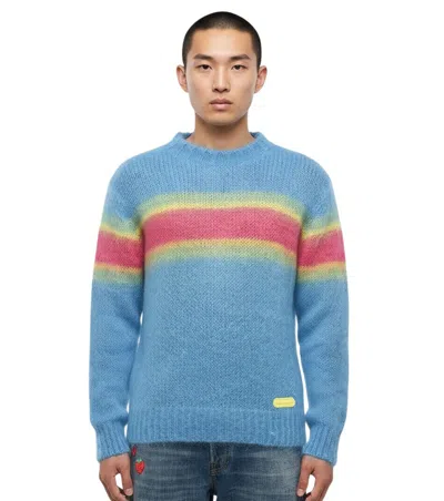 Dsquared2 Gradient Stripe Crew Neck Jumper In Blue