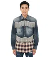 Dsquared2 Strass-embellished Panelled Shirt In Blue