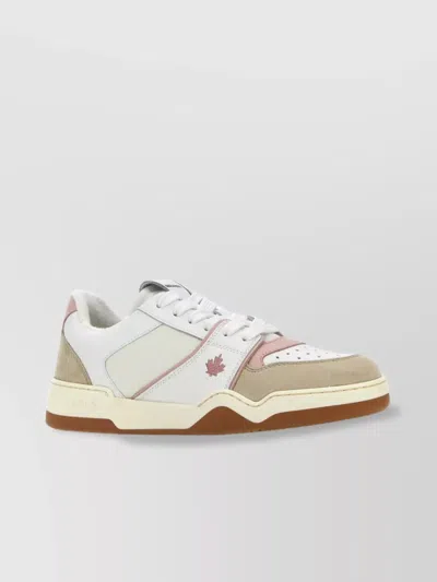Dsquared2 Multicolor Spiker Trainers In Leather In Whitepinkbeige