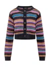Dsquared2 Cropped Long Sleeve Striped Glitter Sweater In Multi