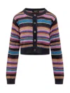 Dsquared2 Cropped Long Sleeve Striped Glitter Sweater In Multi