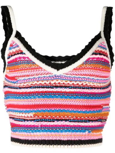 DSQUARED2 MULTICOLOR STRIPED CROCHET-KNIT VEST