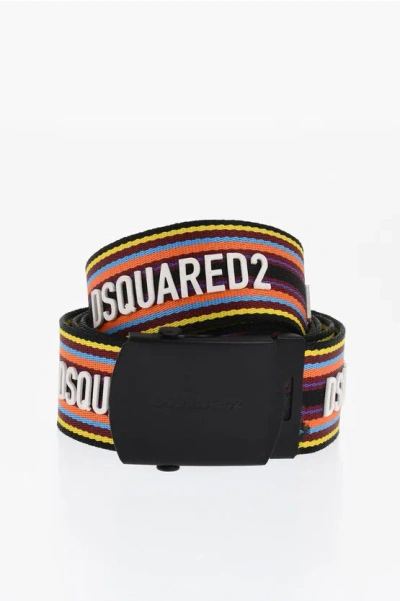 Dsquared2 Multicolor Striped Fabric Belt With Military Buckle 40mm