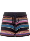 Dsquared2 Multicolor Striped Mini Shorts With Drawstring In Black