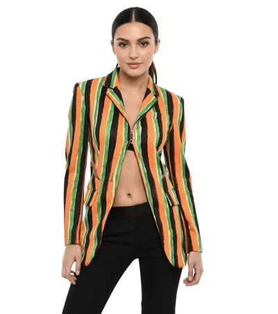 Dsquared2 Multicolor Stripes Notched Lapel Blazer