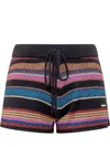 Dsquared2 Stripe-pattern Glitter-embellishment Shorts In Multicolor
