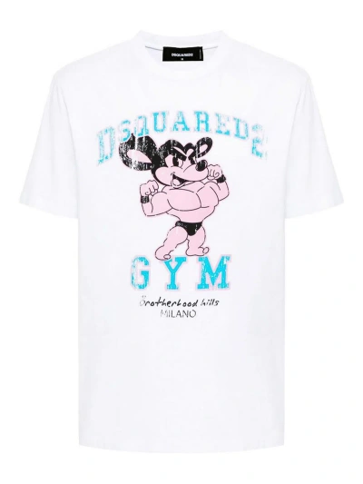 Dsquared2 Multicolour Graphic Slogan T-shirt In White