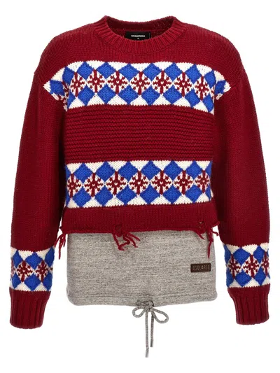 DSQUARED2 DSQUARED2 MULTICOLOUR WOOL JACQUARD SWEATER