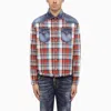 DSQUARED2 DSQUARED2  MULTICOLOURED CHECKED SHIRT WITH DENIM DETAILS