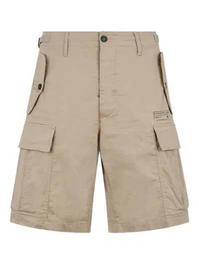 Dsquared2 Multiple-pocket Belt-loop Shorts In Neutral