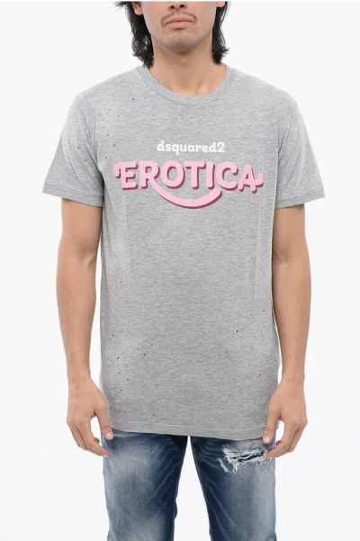Dsquared2 Muscle Fit T-shirt With Distressed Effect In Gray