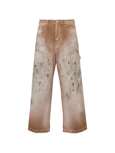 Dsquared2 Mushroom Field Baggy Carpenter Jeans In Brown