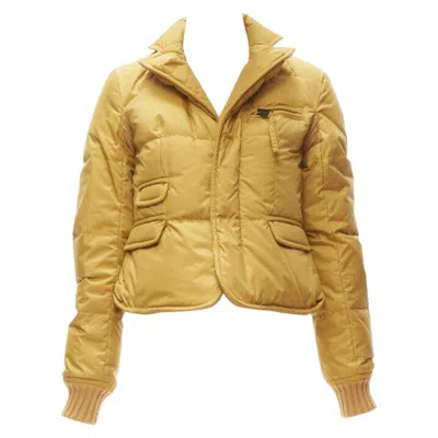 Pre-owned Dsquared2 Mustard White Goose Down Padded 3-pocket Blazer Jacket It38 Xs In Yellow