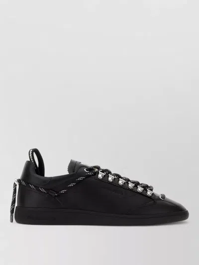 Dsquared2 Nappa Leather Rebels Lace Up Sneakers In Black