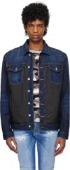Dsquared2 Black Jacket With Classic Collar And Front And Rear Down Filled Panel In Dnim Man In 963 Navy Blue +black