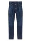 Dsquared2 Blue Jeans With Belt Loops And Logo Patch On The Rear In Denim Stretch Man In Blue