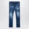 Dsquared2 Distressed Washed-out Slim Jeans In Navy