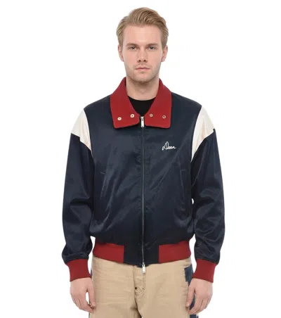Dsquared2 Embroidered Logo Color Block Zipped Sweatshirt In Navy