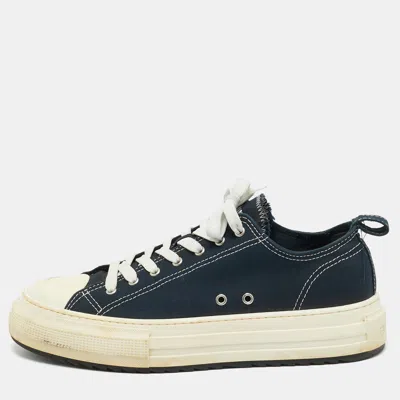 Pre-owned Dsquared2 Navy Blue Canvas Berlin Lace Up Sneakers Size 45