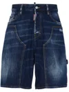 Dsquared2 Carpenter-style Blue Denim Shorts With Vintage Finish In Blue