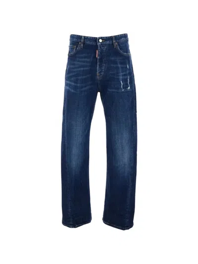 Dsquared2 Navy Blue Cotton Elastane Pants