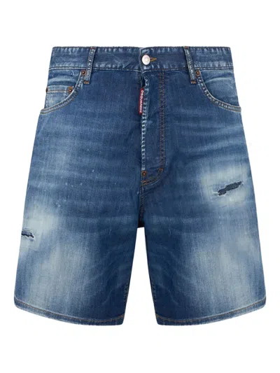 Dsquared2 Navy Blue Cotton Elastane Shorts