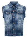 Dsquared2 Navy Blue Cotton Elastane Vest In Blue