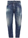 Dsquared2 Iconic Faded Stretch Cotton Jeans In Blue
