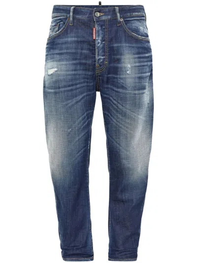 Dsquared2 Iconic Faded Stretch Cotton Jeans In Multicolor