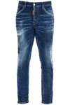 Dsquared2 Cool Gut Blue Jeans With Belt Loops And All-over Painted Details In Denim Man In Blue