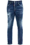 Dsquared2 'skater' Blue Skinny Jeans With Paint Stains In Blue