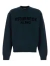 Dsquared2 Navy Blue Cotton Sweatshirt With Logo  In Blue
