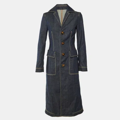 Pre-owned Dsquared2 Navy Blue Denim Buttoned Overcoat M