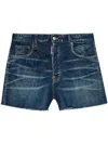Dsquared2 Vintage Effect Denim Shorts In Navy Blue