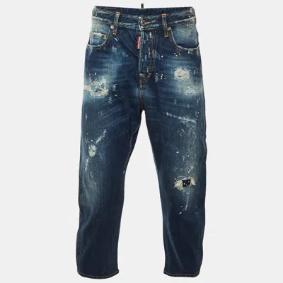 Pre-owned Dsquared2 Navy Blue Distressed Denim Kawaii Jeans S