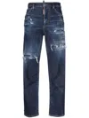 Dsquared2 Distressed High-waist Jeans In Navy Blue