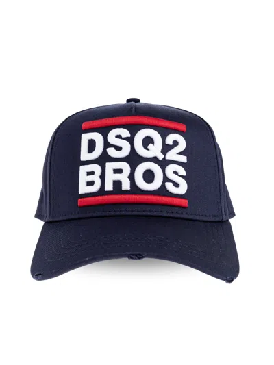 Dsquared2 Navy Blue Dsq2 Bros Logo Cotton Baseball Cap