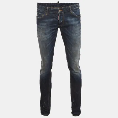 Pre-owned Dsquared2 Navy Blue Faded Denim Slim Fit Jeans Xl/waist 36"