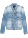 Dsquared2 Denim Jacket With Buttoned Cuffs And Pockets In Navy Blue
