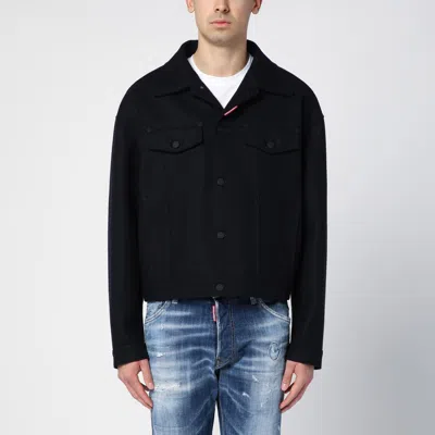 Dsquared2 Navy Blue Jacket In Wool Blend