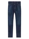 Dsquared2 Blue Jeans With Belt Loops And Logo Patch On The Rear In Denim Stretch Man In Blue