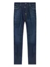Dsquared2 Blue Jeans With Belt Loops And Logo Patch On The Rear In Denim Stretch Man In Blue