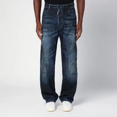 Dsquared2 Navy Blue Jeans In Washed Denim
