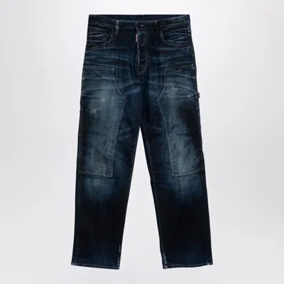 Dsquared2 Navy Blue Jeans In Washed Denim Men