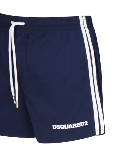 Dsquared2 Navy Blue Logo Midi Swim Shorts