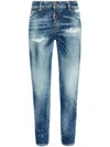 Dsquared2 Logo-patch Distressed Jeans In Navy Blue