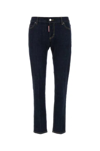DSQUARED2 NAVY BLUE LOW-RISE SKINNY JEANS