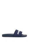 Dsquared2 Navy Blue Polyurethane Slippers With Minimalist Design And Leather Sole Men In Blue